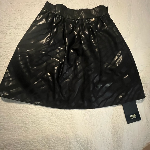 Cavalli Class Glossy Black Circle Skirt - Picture 1 of 10